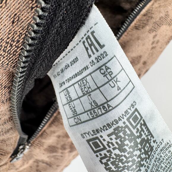 GUESS Bodycon Dress Womens XS Brown Rio Snake Print 40th Anniversary Edition NEW - Picture 7 of 12